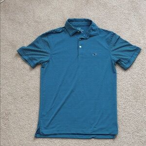 Vineyard Vines Performance Navy and Aqua/Light Blue Polo